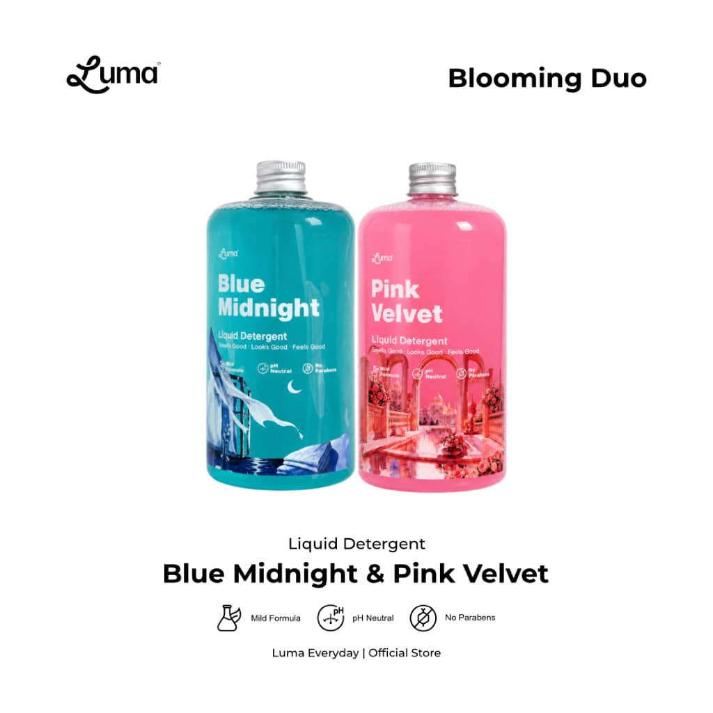 Luma BUNDLE LUMA BLOOMING DUO Luma Cairan Pencuci Pakaian Blue Midnight & Pink Velvet 500ml, BLOOMING DUO