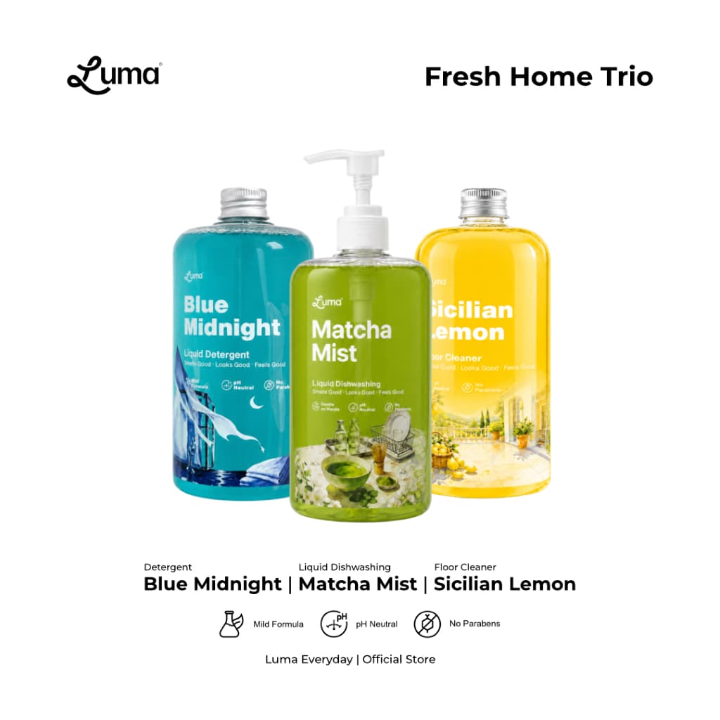 Luma BUNDLE FRESH HOME TRIO LUMA DETERJEN, DISHWASING, FLOOR CLEANER UKURAN 500ML, BUNDLE FRESH HOME TRIO LUMA DETERJEN, DISHWASING, FLOOR CLEANER UKURAN 500ML